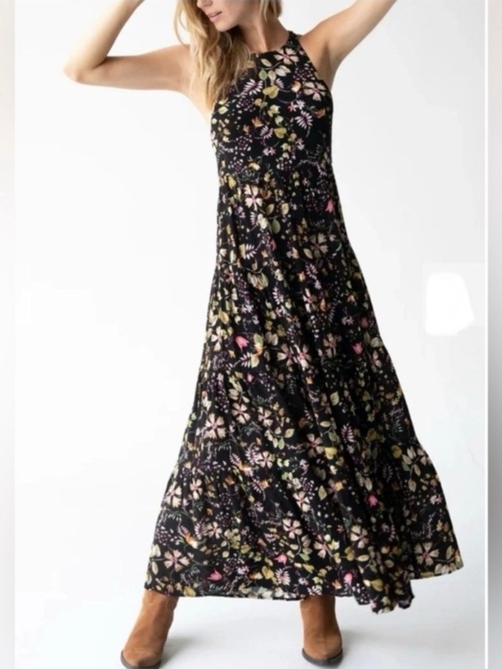 Natural Life Halle Floral Halter Maxi Dress